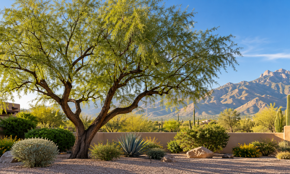 Mesquite tree in a Tucson desert landscape